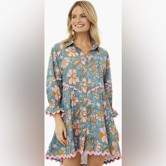 Juliet Dunn Dresses & Skirts - Juliet Dunn Blue and Pink Floral Dress